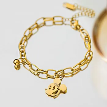 Náramek AE Dámský náramek z chirurgické oceli Mickey Zlatý