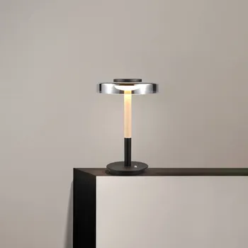 Lampička Trio Lighting LED stolní lampa Celeste chrom/dřevo 35 cm sklo/kov Touchdim chrom, světlé dřevo, černá LED 10 W celkem - Doprava zdarma