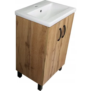 Koupelnový nábytek STOJÍCÍ KOUPELNOVÁ SKŘÍŇKA S KERAMICKÝM UMYVADLEM 60 CM | DUB WOTAN