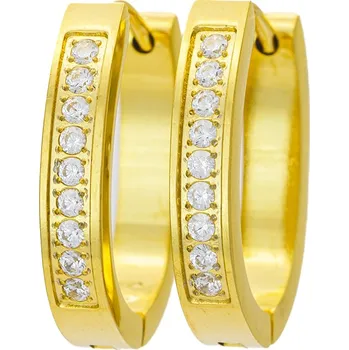 Náušnice BRUNOshop.cz Oválné náušnice kroužky s kamínky GOLD