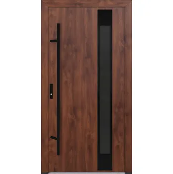 Vchodové dveře Hahn-Türke Vchodové dveře DS82-M24 mléčné sklo Barva: Ořech, Směr otevírání: Pravé, Dovnitř, Celkové rozměry: 1000x2100mm