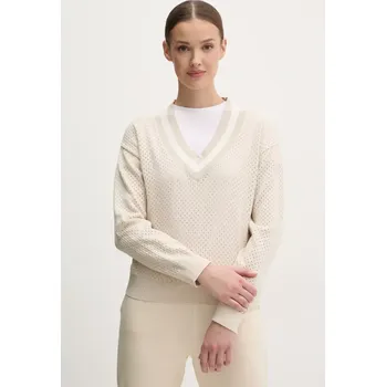 Dámský svetr Bavlněný svetr Dkny dámský, béžová barva, lehký, DP5R6017 80X, vel. L