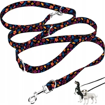 Vodítko pro psa VODÍTKO PRO PSA NASTAVITELNÉ PŘEPÍNACÍ VÝCVIKOVÉ PEVNÉ DLOUHÉ KVĚTINY 25mm 5m
