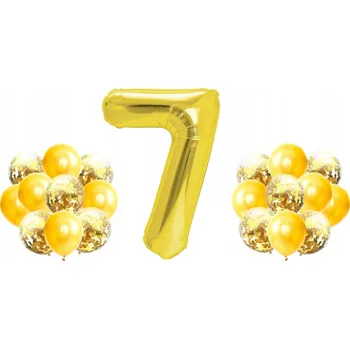 Balónek Zlatá sada na 7. narozeniny 100cm balónky konfety