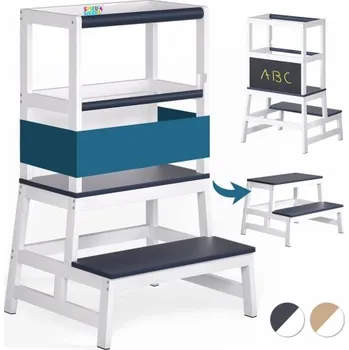 Hračka pro nejmenší Spielwerk Učící věž schůdky borovice 93x56x49 cm bílá antracit