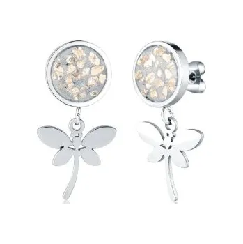 Náušnice Stříbrné náušnice vážky - BetonBeads