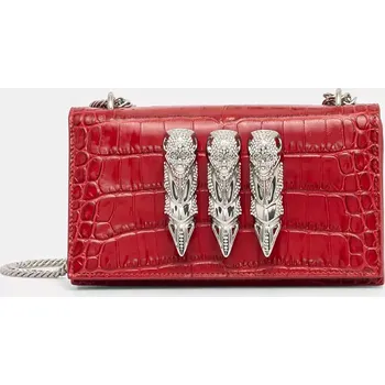 Kabelka Kožená kabelka Philipp Plein červená barva, AADA WBA2056 PLE010N AADA.WBA2056.PLE010N 33X, vel. ONE SIZE