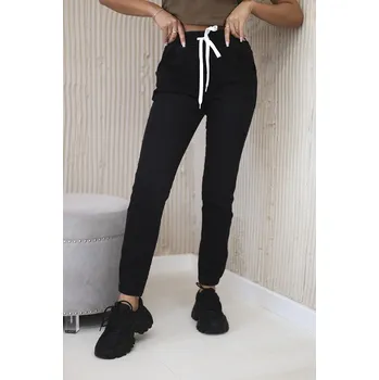 Dámské džíny Džínové kalhoty Fernanda s žebrovaným lemem Barva: Černá, Velikost: S