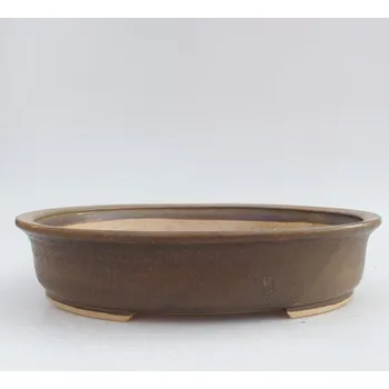 Květináč Keramická bonsai miska 26 x 23,5 x 5,5 cm hnědá
