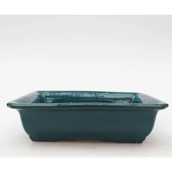 Květináč Keramická bonsai miska 14,5 x 10,5 x 4 cm zelená