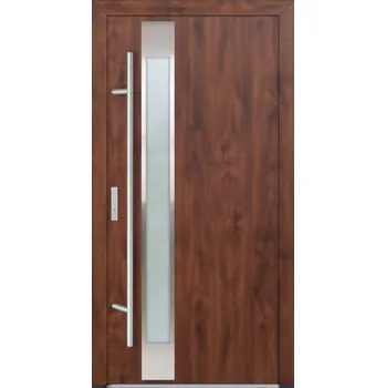 Vchodové dveře Hahn-Türke Vchodové dveře DS82-M14 reflexní šedé sklo Barva: Ořech, Směr otevírání: Pravé, Ven, Celkové rozměry: 1100x2200mm