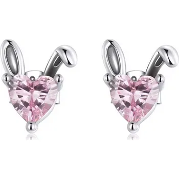 Náušnice Prosperk Náušnice stříbrné zajíčci s růžovým zirkonem