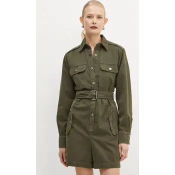 Dámský overall Džínový overal Weekend Max Mara zelená barva, bavlněný, s límečkem, 2425246016600 87X, vel. 34