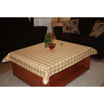 ubrus Polášek Holešov Ubrus teflon tisk-kostka béžová 100% polyester Béžová geometrie 140x240