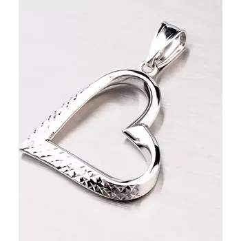 Přívěsek Dámský přívěsek bílé zlato 585 srdce s gravírováním 43-2796