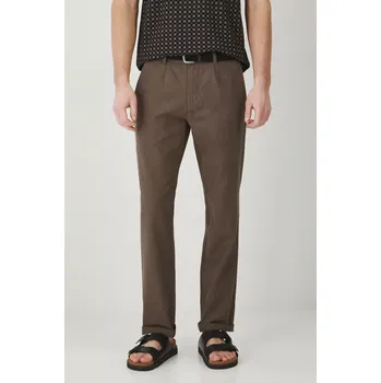 Lněné kalhoty Medicine pánské, hnědá barva, jednoduché RS25.SPM061 84M, vel. S