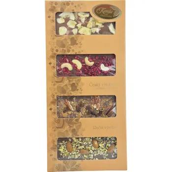 Cukrovinka Čokoláda mléčná s posypem 4x50g - Kolekce čokolád - Kamila Chocolates 200g