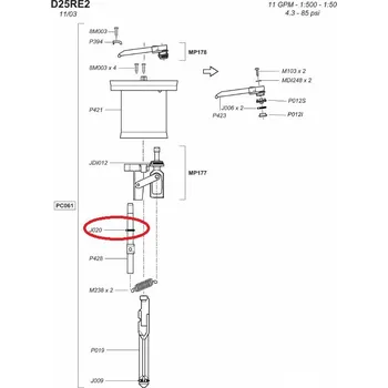 Medikátor Dosatron D25RE2 0,2 - 2% náhradní díly, těsnění přepínacího kolíku