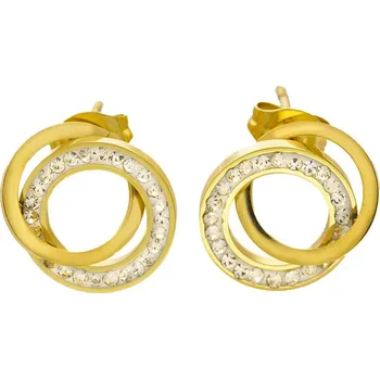 Náušnice BRUNOshop.cz Náušnice propojené kroužky GOLD s kamínky