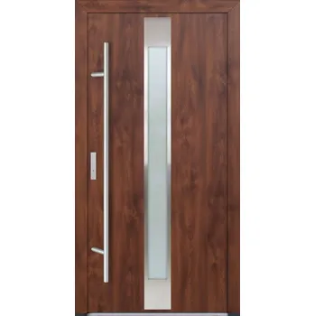 Vchodové dveře Hahn-Türke Vchodové dveře DS82-M05 mléčné sklo Barva: Ořech, Směr otevírání: Levé, Ven, Celkové rozměry: 1000x2000mm