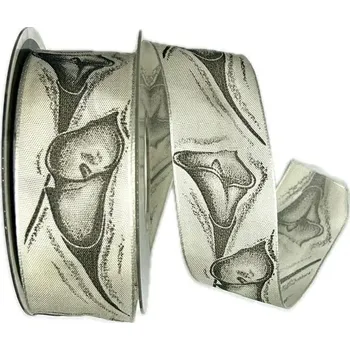 Stuha Stuha smuteční saténová CALA WHITE bílá 40mm x 20m A (9,-Kč/m) (Stuha smuteční, saténová, potisk bílá Kala, jednostranný potisk, s drátkem v lemu)