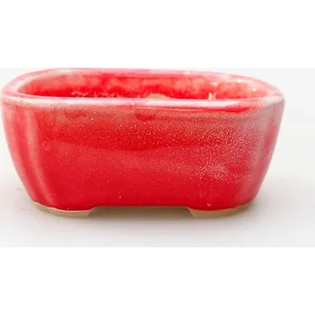 Květináč Keramická bonsai miska 8,5 x 7 x 3,5 cm červenobílá