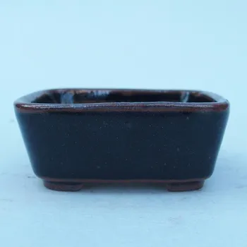 Květináč Keramická bonsai miska 8 x 7 x 3 cm černohnědá