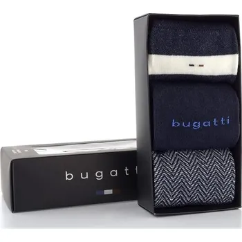 Pánské ponožky Bugatti hladké ponožky jednobarevné a vzorované navy 3pack/box 6149X - 43-46 | P694986