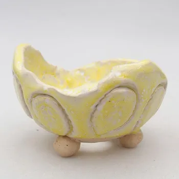 Květináč Keramická Skořápka 8,5 x 8,5 x 5,5 cm bíložlutá