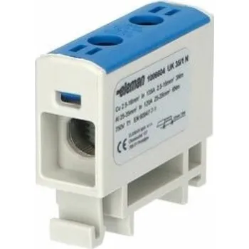 svorka Pollmann Elektrotechnik 1006604 Svorka univerzální UK 35/1 N, 135A, 1pól., AL/CU, krytá, modrá, na DIN