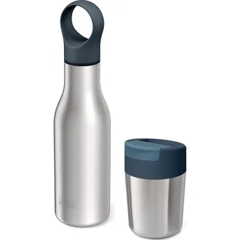 Termoska Termoláhev LOOP&SIPP 81129 500 ml, s termohrnkem 340 ml, modrá, nerezová ocel, Joseph Joseph - doprava zdarma od 2999 Kč