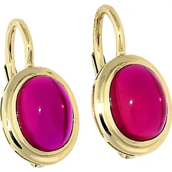 Náušnice Goldstore Oválné zlaté náušnice rubín Váha: 2.82 g