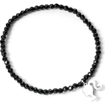 Náramek Barbie náramek z čených korálků s přívěskem Silueta Barbie