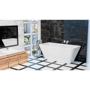 Vana Volně stojící obdélníková vana bílá WALTPOOL K postavení ke zdi nebo volně do prostoru