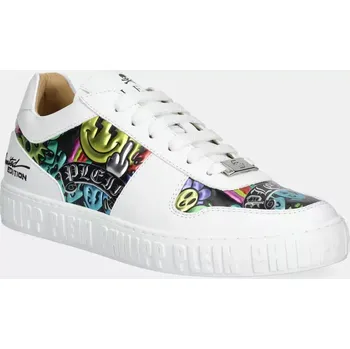 Dámské tenisky Kožené tenisky Philipp Plein Nappa Lo-Top Smile bílá barva, USC0663 PLE010N 01 USC0663.PLE010N.01 00X, EUR 36