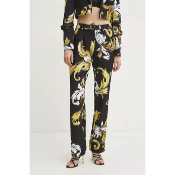 Dámské kalhoty Kalhoty Versace Jeans Couture dámské, černá barva, jednoduché, high waist, 78HAA111 NS636 78HAA111.NS636 99A, vel. 40