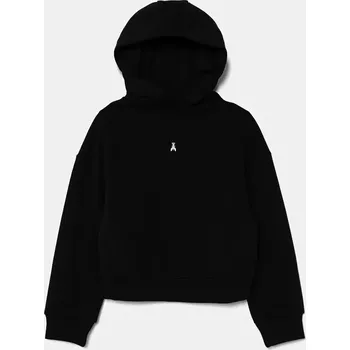 Chlapecká mikina Dětská bavlněná mikina Patrizia Pepe J046 černá barva, s kapucí, hladká, 7M0857 99X, vel. 140