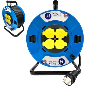 Napájecí kabel Prodlužovací Kabel na bubnu, zahradní Hilark 10 m 4 ks černý
