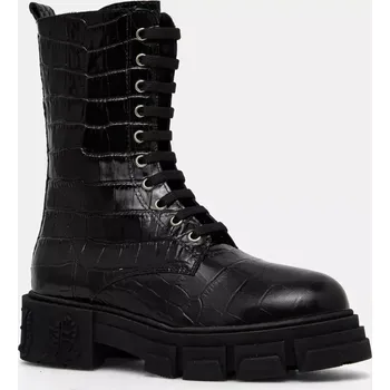 Dámské kozačky Kožené kotníkové boty Philipp Plein Croco Gothic dámské, černá barva, na plochém podpatku, zateplené, WSE0838 PLE010N 02 WSE0838.PLE010N.02 99X, EUR 40