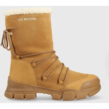 Dámská zimní obuv semišové sněhule Love Moschino JA15904H0FIP220A béžová 80X, EUR 39
