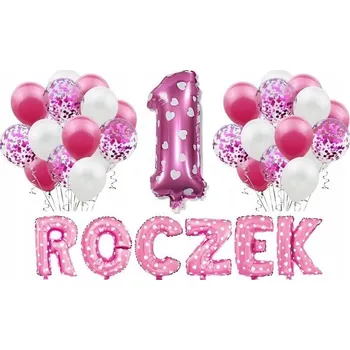Balónek VELKÁ Sada růžových BALÓNKŮ k 1. NAROZENINÁM pro holčičku číslice 1, velikost 100 cm
