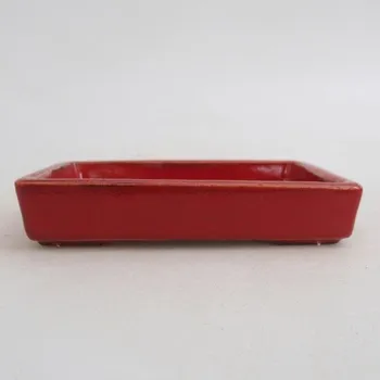 Květináč Keramická bonsai miska 10,5 x 7,5 x 2 cm červená