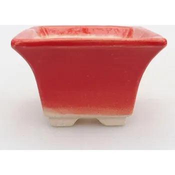 Květináč Keramická bonsai miska 5,5 x 5,5 x 3,5 cm červená