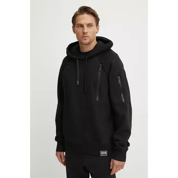 Pánská mikina Bavlněná mikina Versace Jeans Couture pánská, černá barva, s kapucí, hladká, 77GAI307 F0002 77GAI307.F0002 99X, vel. L