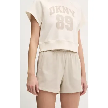 Dámské kraťasy Bavlněné šortky Dkny dámské, béžová barva, hladké, high waist, DP5S5252 80X, vel. L