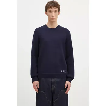 Pánský svetr Vlněný svetr A.P.C. Pull Edward pánský, tmavomodrá barva, WVBDJ.H23059 59X, vel. M