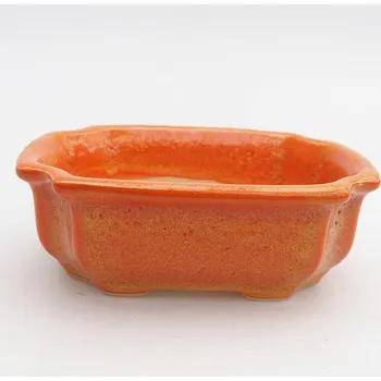 Květináč Keramická bonsai miska 11,5 x 8,5 x 4 cm žlutooranžová