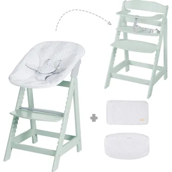 roba Dětská jídelní židlička 2 v 1 "Born Up Zickzack" s vnitřní vložkou a redukcí na sedátko (mintová)