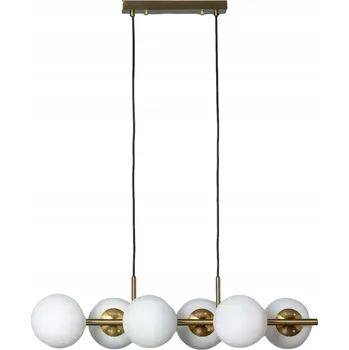 Závěsné svítidlo zlaté skleněné bílé koule 6 žárovek lišta 85 cm nad stůl Abruzzo