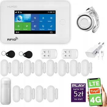 Sada domovního alarmu Bezdrátový alarm WiFi + GSM 4G LTE s aplikací TUYA, HUXGO HXA006 4G